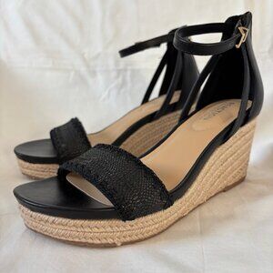 NWOT Reaction Kenneth Cole Colton Black Espadrille Wedge Sandal Size 8
